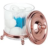 mDesign Cotton Swab/Ball Holder Canister for Bathroom Vanity Counter Top - Rose Gold/Clear