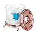 InterDesign York Lyra Vanity Cotton Swab Holder Canister Clear, Rose Gold