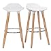 SONGMICS Set of 2 Stools, Kitchen Counter Bar Breakfast Barstool, with Beechwood Legs, Height 28.8 Inches, White and Natural Wood Colour