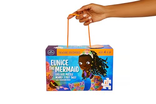 Ruby Ray Society Eunice The Mermaid 47‑Piece Life-Size Floor Puzzle for Kids – Extra‑Thick Educational Jigsaw for Ages 3–6 (3 ft. Tall)