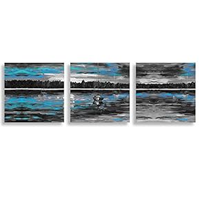 3 Panel Canvas Wall Art Abstract Blue Forest Pictures Home Wall Decorations for Bedroom Living Room Paintings Canvas Prints Framed - 12"x12"x3 Panels