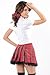 Honeystore Women's School Uniform Costume, 3-Piece Set,White And Red,L(Bust: 37.8-41.7in)
