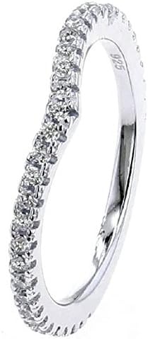 .925 Sterling Silver Cubic Zirconia V Shape Band
