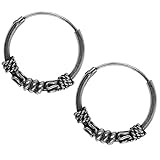 14mm Bali Hoop Earrings Sterling Silver