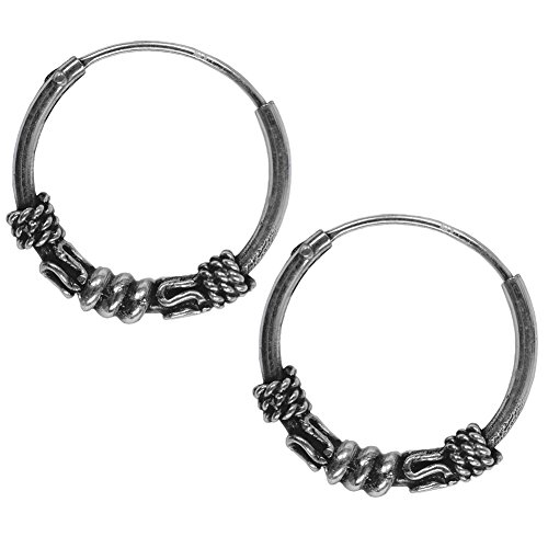 14mm Bali Hoop Earrings Sterling Silver