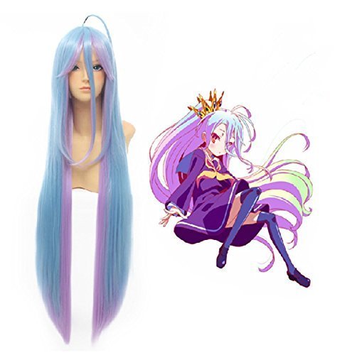 Free Hair Cap+ for Kids and Adults No Game No Life Shiro Cosplay Wig Long Blue Mix Wigs Cosplay Convention Event Wigs by Anangel