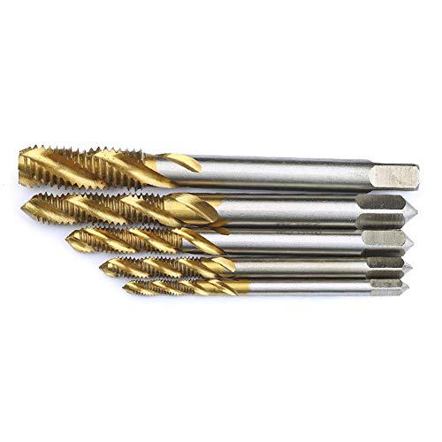 Desktop - 5pcs Titanium Coated Screw Thread Plug Tap Hss Spiral Flute Metric Machine Screw Tap Drill Set M3/m4/m5/m6/m8