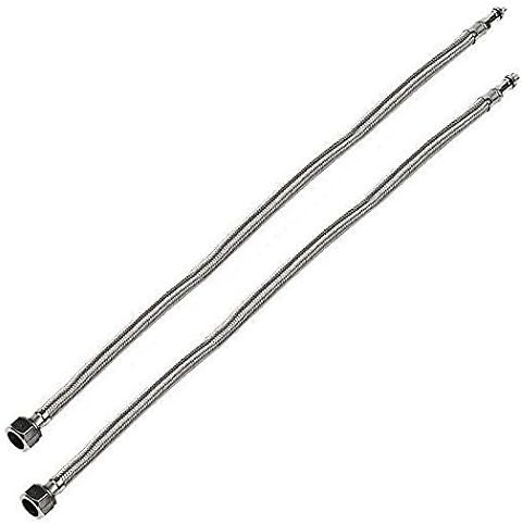 Flexible Hose Pipe Tap Tails for Monobloc Basin Or Kitchen Taps (900mm x 12mm), Chrome