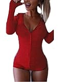 EASTDAMO Fashion Lady's Long Sleeve V Neck Knitted Romper Jumpsuit Overalls