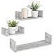 MyGift Rustic Wood U Shaped Floating Shelves - Wall Mounted Office, Kitchen, Living Room Display Shelf, Set of 3, Brown