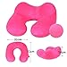 Hawkko Inflatable Travel Pillow U Shaped for airplane, Head/ Chin/ Neck Support Cushion, Velvet Super Soft Neck Pillow, Lightweight/ Compact/ Portable (Rose)