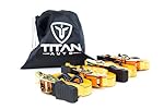Ratcheting Tie Down Straps | Premium Load Straps with Plastic-Coated S Hooks for Cargo, Gear, Bikes & More | Bonus Storage Bag Included | Titan Auto 800 LB Working Load Limit High Tenacity Polyester