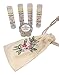 Ladybug Soap Company 5 Piece Set - Natural Travel Size Solid Perfume with Free Embroidered Cotton Bag - Phthalate Free - Rose Garden, Bee Balm, Violet Sandalwood, Gardenia, Tobacco White Santal