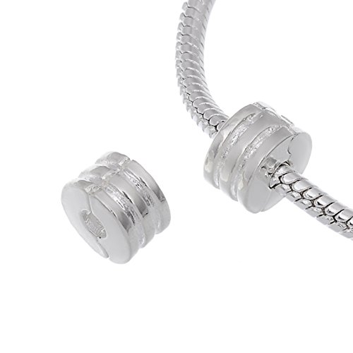 RUBYCA 10pcs White Silver Plated Clip Lock Stopper Clasp Beads fit European Charm Bracelet Model 192