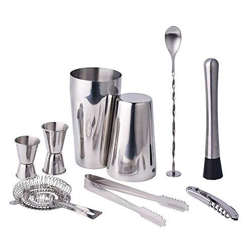 Ljf 9 Stücke Edelstahl Boston Cocktail Mixer Shaker Set Premium Geschenk Bar Bartender Kit Drink Mixing Tool
