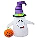 Zayzelle 4 Foot Halloween Inflatable Air Blown Ghost with Jack-O-Lantern Pumpkin/Witch Hat Lighted for Home Yard Garden Indoor and Outdoor Decoration