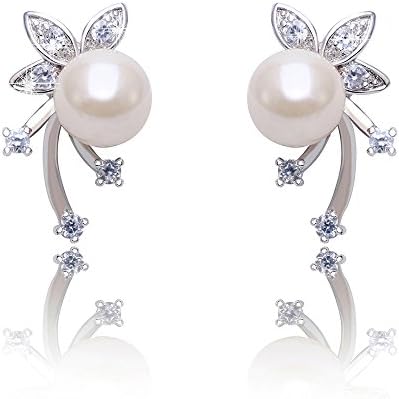 Delicin Jewelry White Simulated Pearl Flower Ear Wrap Stud Earrings