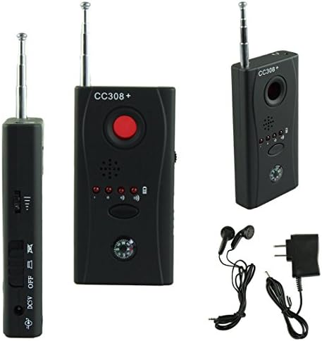 Full-frequency Wireless Anti-spy Signal Bug Almighty Rf Detector Hidden Camera Laser Finder with Earphone and Charger Black