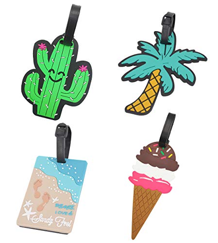 4 Pack Unique Luggage Tag Travel Suitcase Bag Summer Beach Series Identify Label with Loop by OVOV (4 PCS-C)