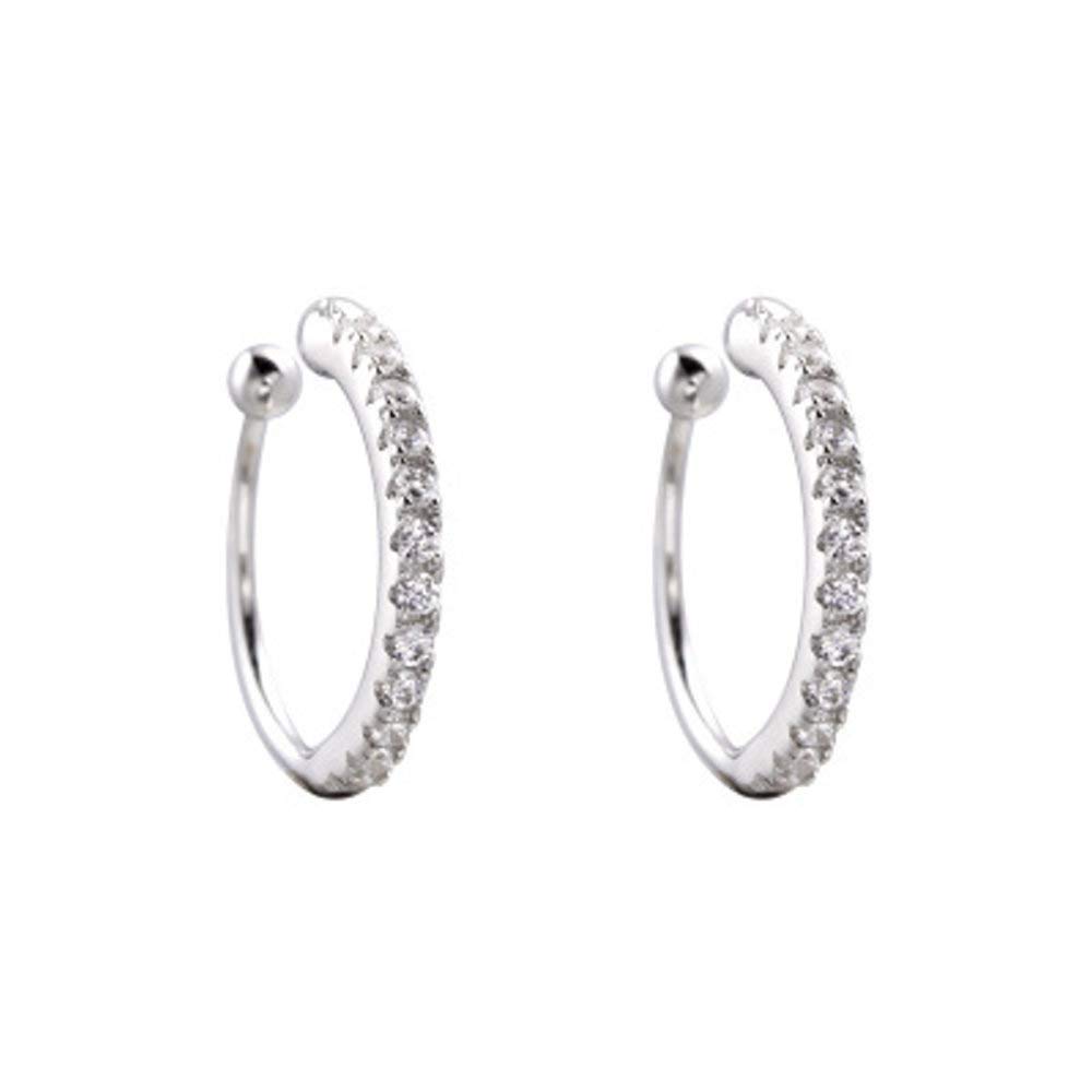 Huggie Cuff Clip On Cubic Zirconia 925 Sterling Silver Small Hoop Earrings for Women Teen Girls Cartilage Fashion Wrap No Piercing Ear Hypoallergenic