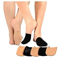 TeeHee Womens Seamless Toe Topper Liner Socks 5-Pack with Non-Skid Bottom (Pale Beige-Black)