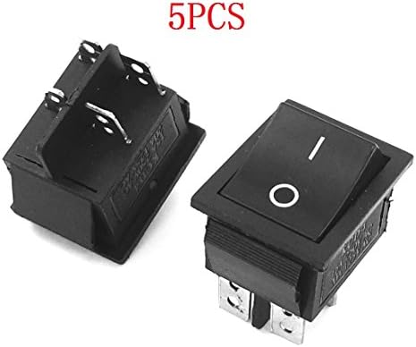 Gfortune 5PCS Black KCD4 Rocker Switch 4 Pins DPST On/Off 2 Position AC 250V/16A AC125V/20A for Electrical