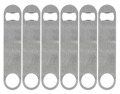 image for KISEER Heavy Duty Stainless Steel Flat Bottle Opener, 6 Pack Beer Bott
