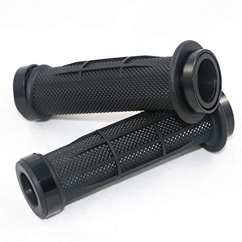 Yibid Motorcycle 7/8" Handlebar Rubber Gel Hand Grips and Throttle Gas Tube CNC Aluminum for 22MM Standard Bar Honda Yamaha Suzuki Kawasaki Ducati Sport Custom Street Dirt Bikes (Black)