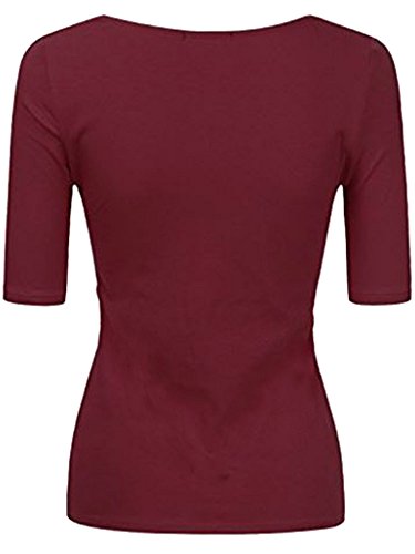 Karies Womens Regular and Plus Size Solid Round Neck 3/4 SleevesT-Shirt Top(S-3XL)