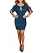 BIUBIU Women's Cold Shoulder Bodycon Bandage Club Party Midi Dress Turquoise 2XL