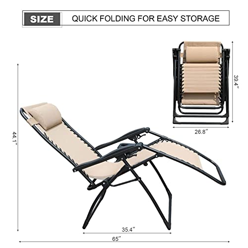 GOLDSUN Zero Gravity Chair Patio Folding Lawn Lounge Chairs Outdoor Foldable Camp Reclining