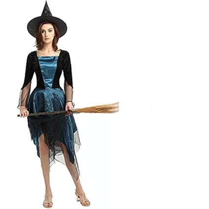 thematys Hexenkleid Hexen Kostüm-Set für Damen - perfekt für Fasching, Karneval & Halloween - Einheitsgröße 160-180cm