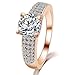 JoGray Women's 18K Platinum Plated Prong Setting Cubic Zirconia Inlaid Wedding Engagement Band Ring For Her Size 6-9