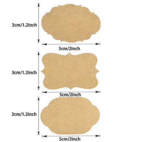 300 Labels 1.2" x 2" 3 Style Brown Gift Tag Stickers Kraft Label for Gifts Glass Bottles Container