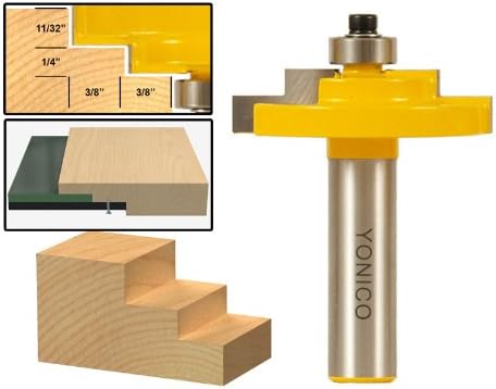 Yonico 18127 - Stepped Rabbet Router Bit, 3/16" Glass and Artwork Inner Step - 1/2" Shank, 1/2 Inch