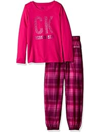 Calvin Klein CK - Conjunto de pantalones de manga larga para niña (2 unidades)