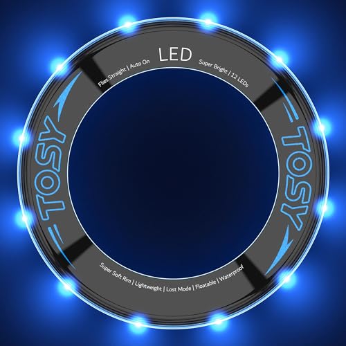 TOSY Flying Ring – 12 einfarbige LEDs, superhell, Lost-Mode, Auto-Aufleuchten, Weihnachtsgeschenk, sicher, wasserdicht, Spielzeug für Pool/Strand/Camping (Blau) 2