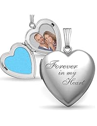 PicturesOnGold  Forever in My Heart - Collar con colgante de plata fina (3 4 pulgadas x 3 4 pulgadas) con cadena de 18 pulgadas