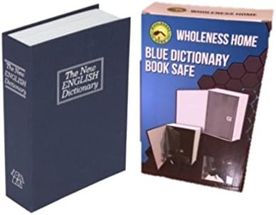 Book Safe and Personal Lock Box โ Blue Dictionary Safe for Money Guns Jewelry RV 2 Keys for Locked Diversion Safe by Wholeness Home