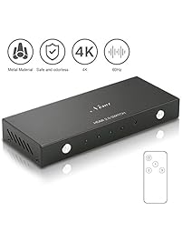 HDMI Switch Splitter with Premium 3X1 Amplifier High Speed Port with IR wireless remote- supports 4K@60Hz,3D, Full HD 1080p
