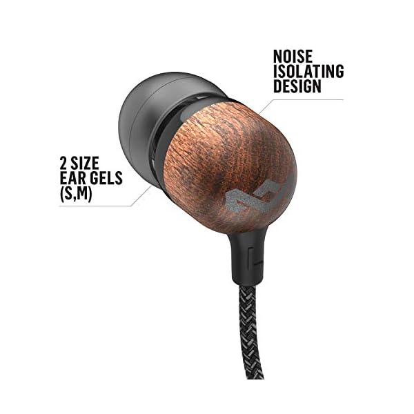 House-of-Marley-Smile-Jamaica-In-Ear-Headphones-Sustainably-Crafted-Eco-Friendly-Noise-Isolating-Wired-Earphones-92mm-Driver-Tangle-Free-Cable-1-Button-Microphone-Control-Signature-Black House of Marley Smile Jamaica In-Ear Headphones - Sustainably Crafted, Eco-Friendly, Noise Isolating Wired Earphones, 9…