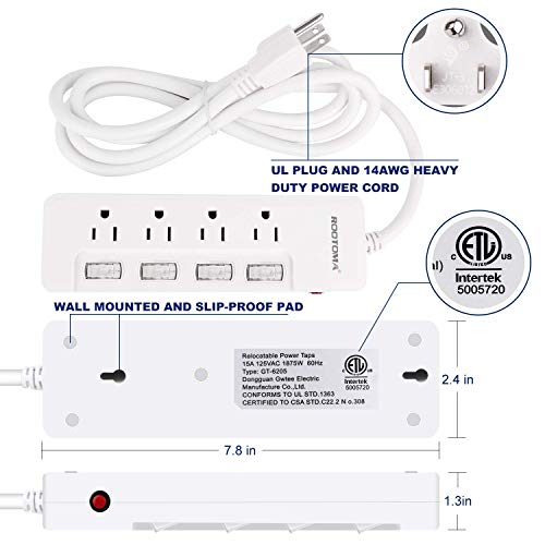 ROOTOMA Power Strip Surge Protector with Individual Switches,ETL