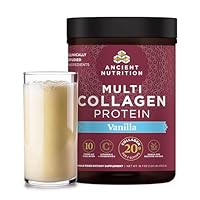 Ancient Nutrition Collagen Peptides Powder, Multi Collagen Protein, Women & Men, Vitamin C, Probiotics, Hydrolyzed Collagen, Supports Skin, Joints, Gut Health, Vanilla, 45 Servings