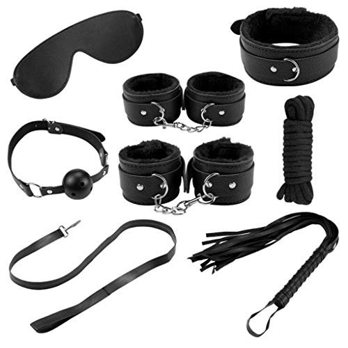 Luck7DZ 7Pcs Black R’estraints Kit for Sěx, Restraints Sěx Play for Couples, Bed Bondage Romance R’estraint Sěx Sunglasses