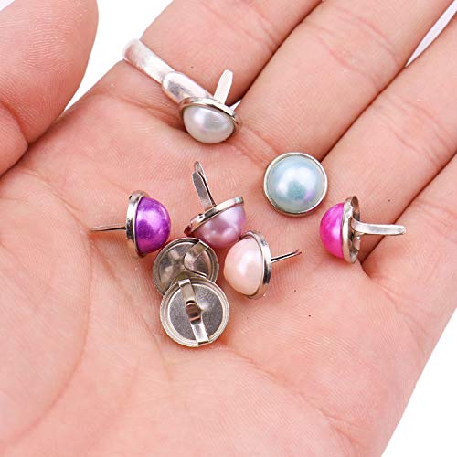 JETEHO 100pcs 12mm Mixed Colors Pearl Brads Paper Fasteners Brads Round Brad Craft Scrapbooking Card - Thumbnail 3
