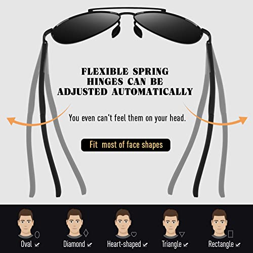 CGID Men's Aviator Sunglasses Polarised Aviator Mirrored Women's Metal Frame UV400 Protection