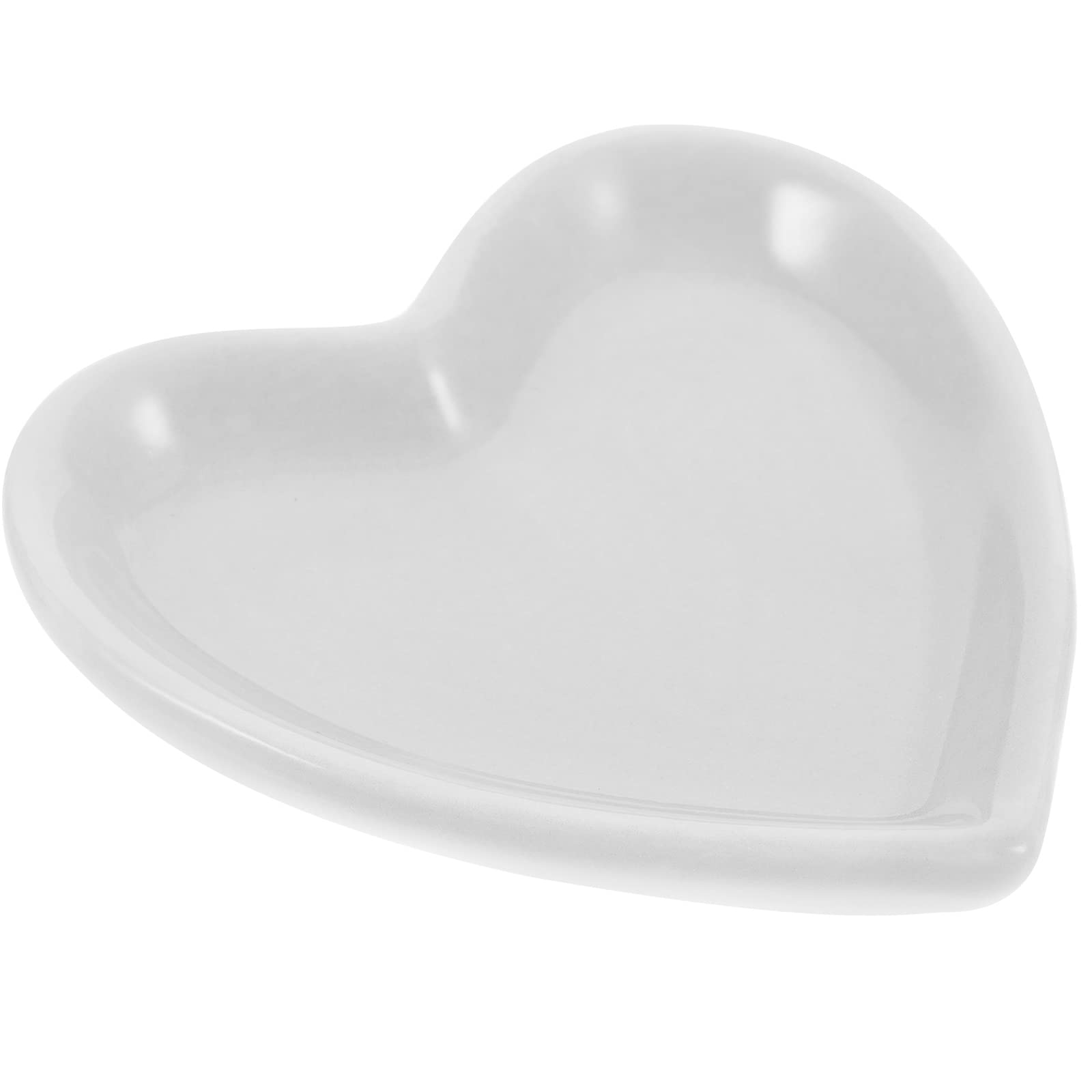 Zerodeko Ceramic Jewelry Tray Heart Shaped Jewelry Plate Ring Dish Trinket Dish Rings Earrings Necklaces Holder for Women Girls White