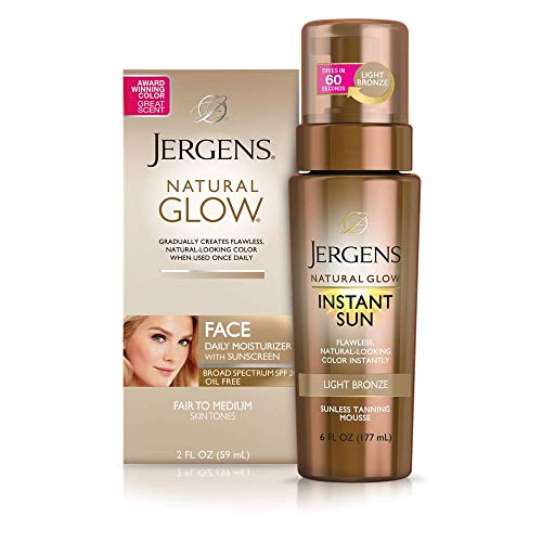Jergens Natural Glow Face Fair to Medium + Jergens Natural Glow Instant Sun Light Bronze