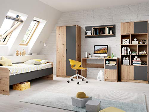 storado.de Jugendzimmer Karla Artisan Eiche Graphit 5 TLG Kinderzimmer Jugendmöbel Set