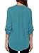 Dokotoo Womens Casual Chiffon Ladies V-Neck Cuffed Sleeve Blouse Shirts Blue,Water Blue,(US18-20)XXL